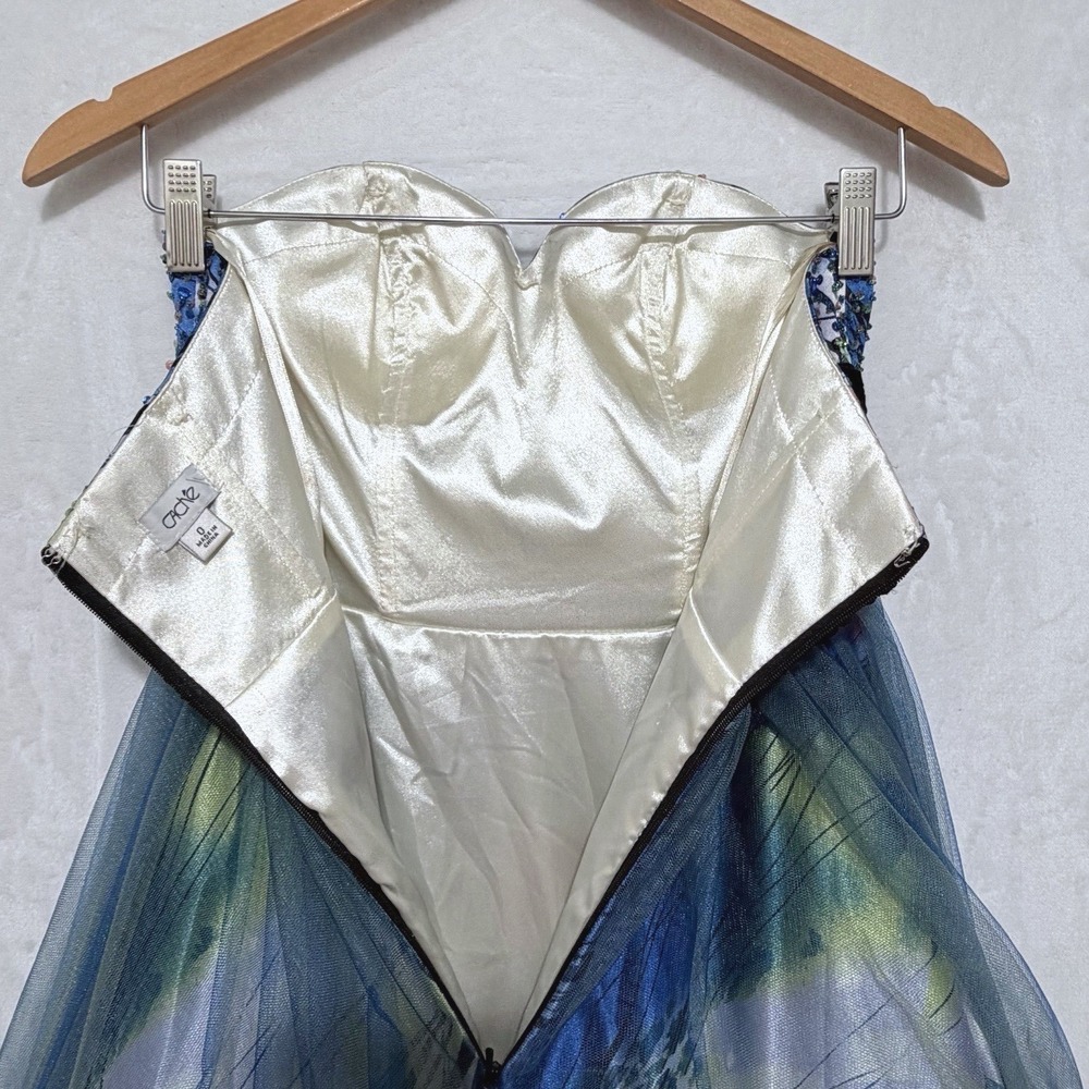 Cache Womens Y2K Prom Gown Size 0 Beaded Strapless Tulle Multicolor Fairycore - Picture 5 of 16